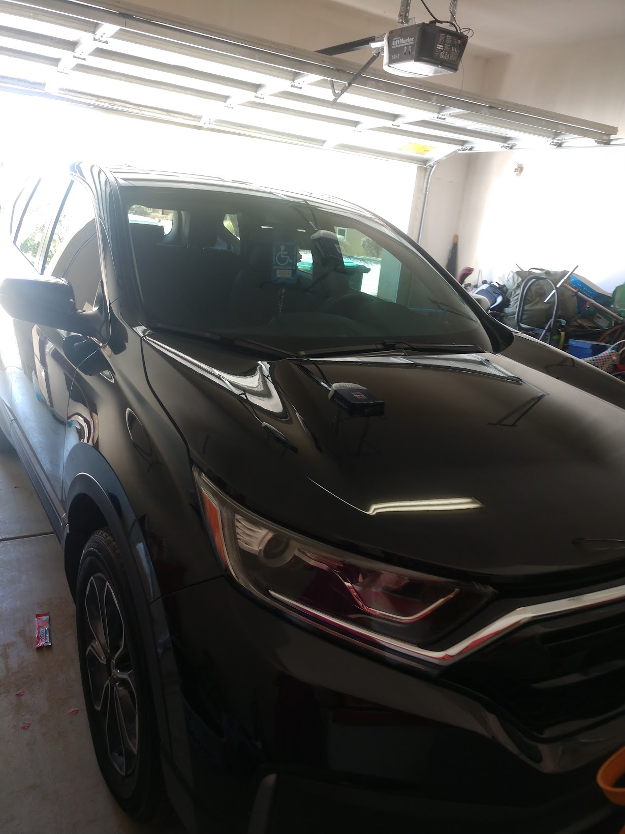 Black Honda CR-V front after full detail