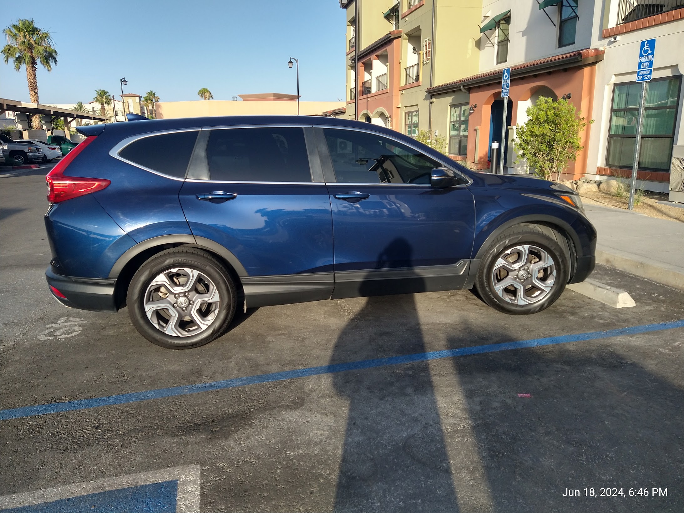 Blue Honda CR-V after exterior wash